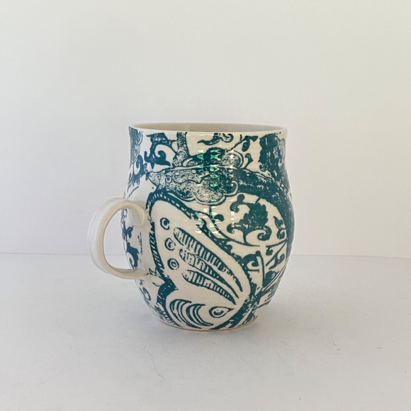 Anthropologie Homegrown Letter b Monogram Mug Green Floral Yellow Initial B NEW - Picture 6 of 13